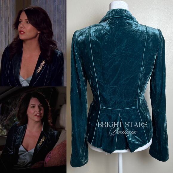 Extremely Rare Teal Velvet Blazer ASO Lorelai Gilmore Girls As Seen On Classic - Picture 2 of 12